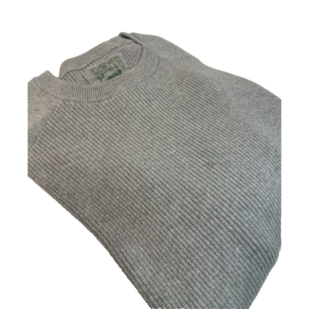Roots Ribbed Knit Sweater Cotton Pullover Gray Men's XL Warm Cozy *Read